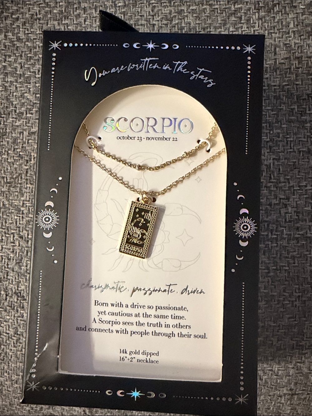 Target Gold Scorpio Zodiac Double-Layer Pendant Necklace